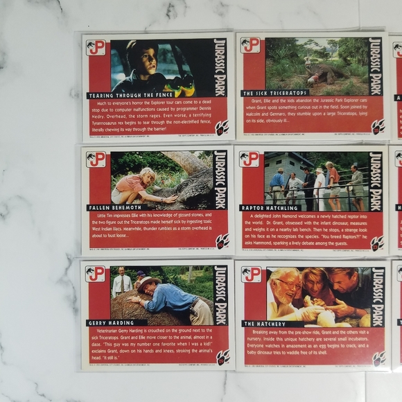 Vintage JP Topps Trading Cards Lot of 10 Jurassic Park Movie Cards Lot #13 - Picture 9 of 12